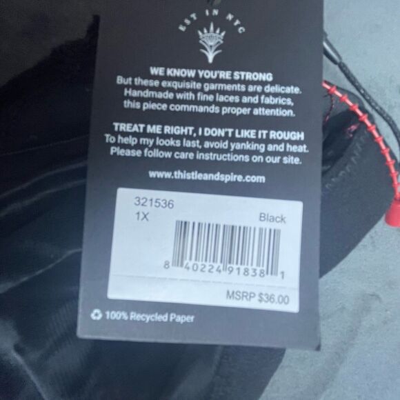 Thistle and Spire Thorn Apart Bikini Panty Womens 1X Black Sheer Roses Revolve - Picture 8 of 8